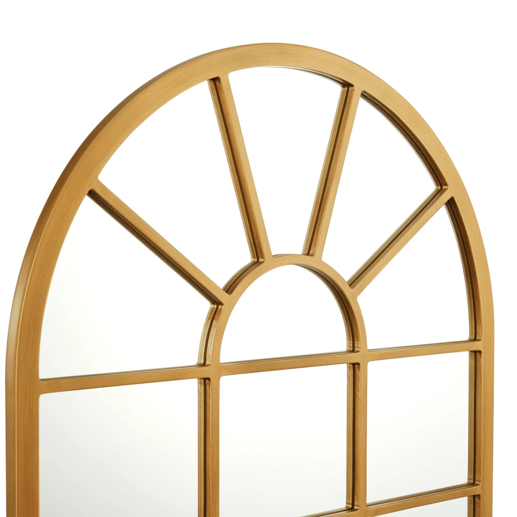 Specchio da parete arrotondato a forma di finestra 80 x 60 cm oro 03_0007959