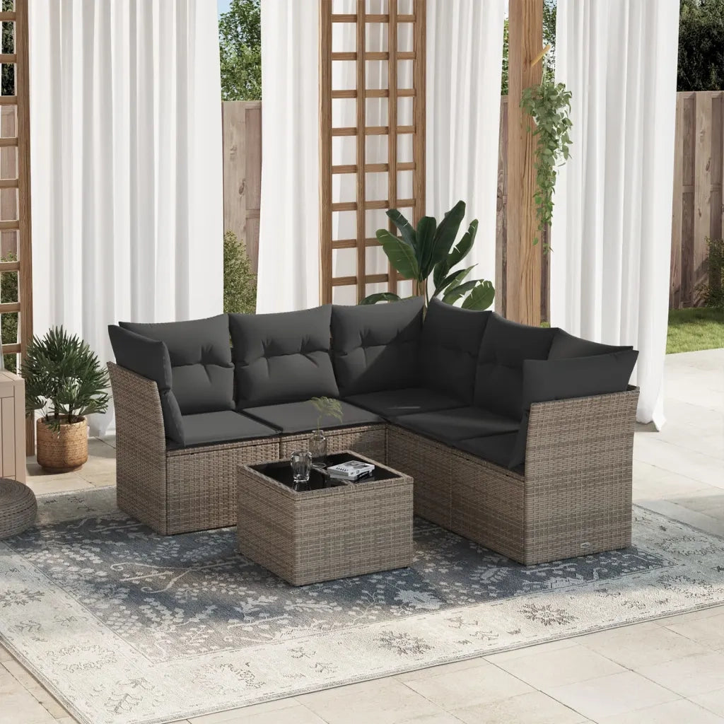 Set Divano da Giardino 6 pz con Cuscini Grigio in Polyrattan 3249469
