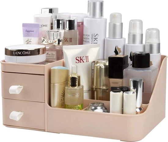 Organizzatore per trucchi, scatola di conservazione per cosmetici con 3 ante, supporto per organizzare mascara, matite per labbra, smalti per unghie, conservazione per bagno, tavolo da trucco