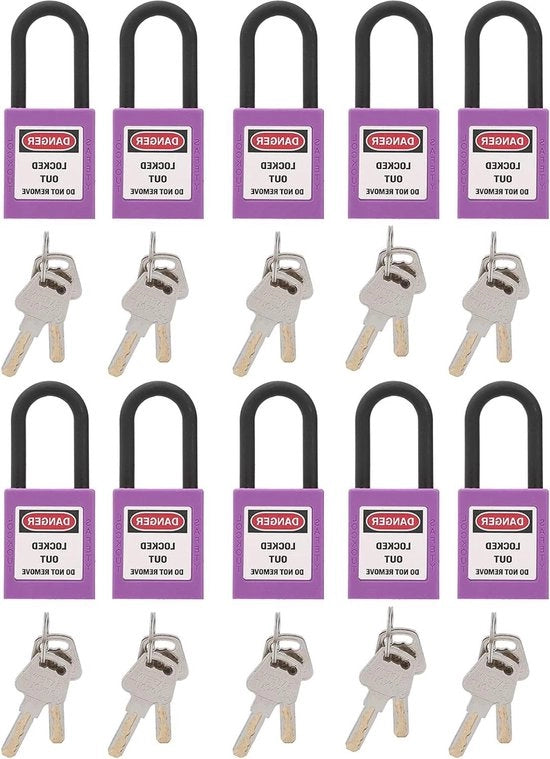 Set di chiavi di sicurezza di blocco di emergenza - 10 chiavi - 2 chiavi - Chiavi di blocco di emergenza professionali - Isolamento tecnico - Chiavi di blocco antiscivolo - per fabbriche - Siti di costruzione - Ospedali - (blu)