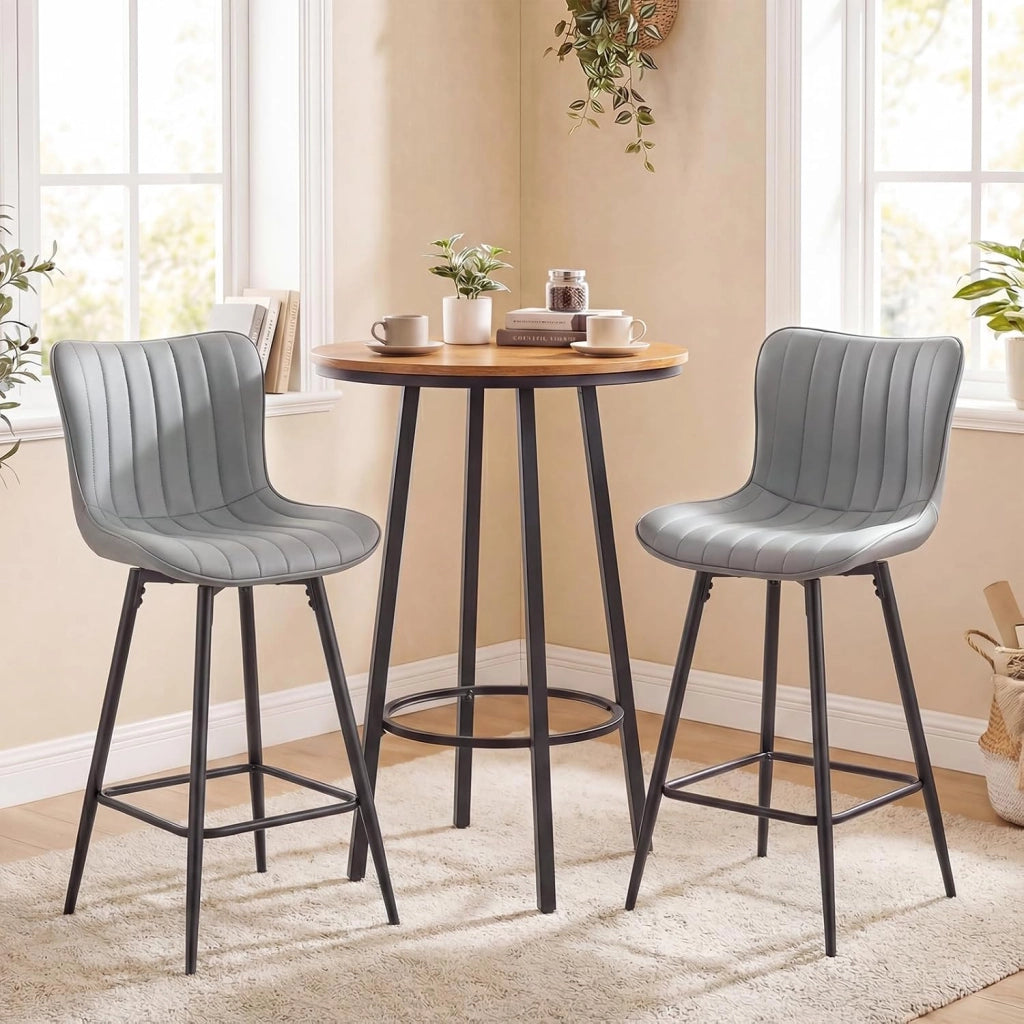 Set 2 Sgabelli da Bar con Comodo Schienale e Seduta Morbida | Sgabelli da Pranzo con Robusto Telaio in Metallo e Poggiapiedi, Design Moderno per Cucina, Sala da Pranzo e Salotto