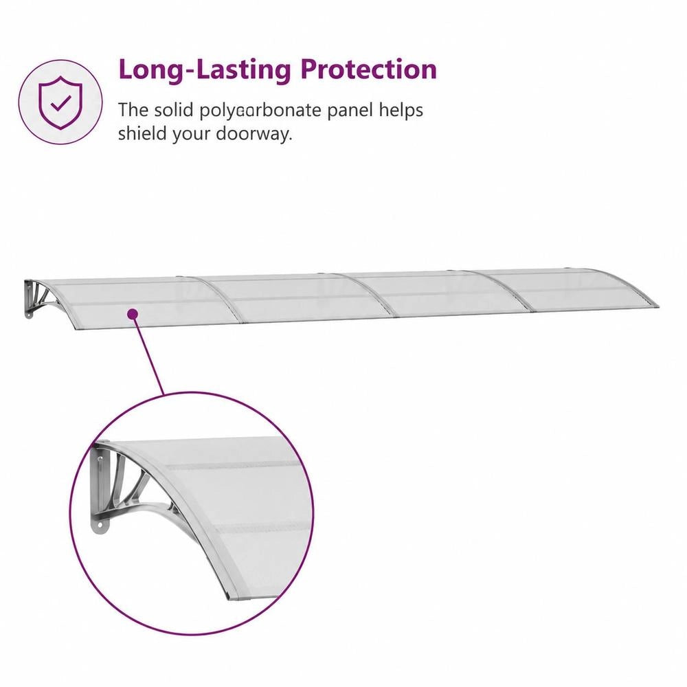 Door Canopy, Grey, 400 X 100 Cm, Polycarbonate