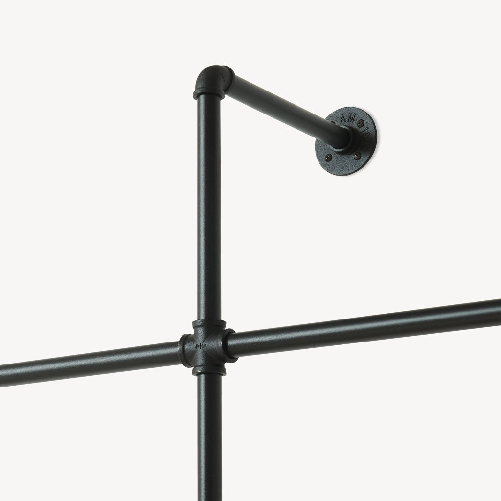Stand Appendiabiti Kenävatka da Parete in Acciaio con Barra Porta Abiti 222x296x31 cm - Nero [en.casa]
