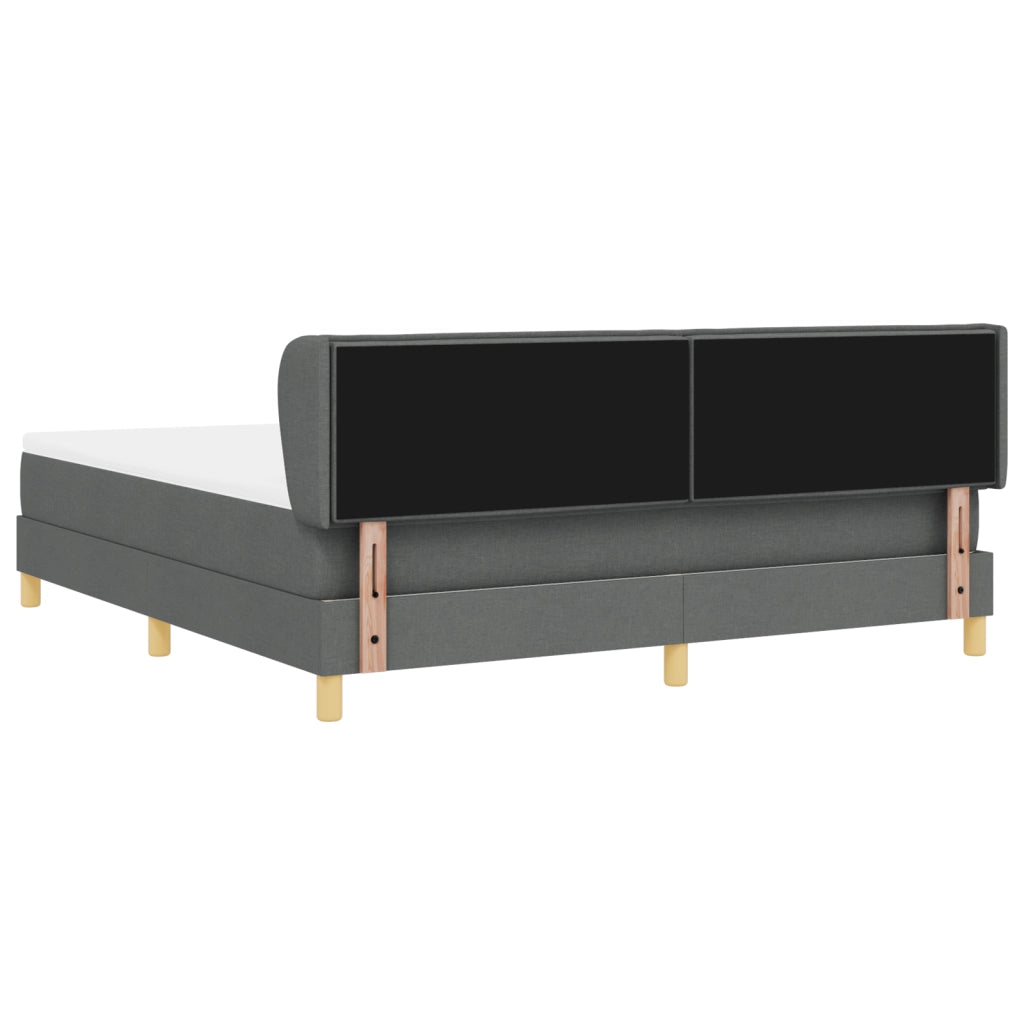 Letto Box Spring con Materasso Grigio Scuro, 180x200 cm in Tessuto
