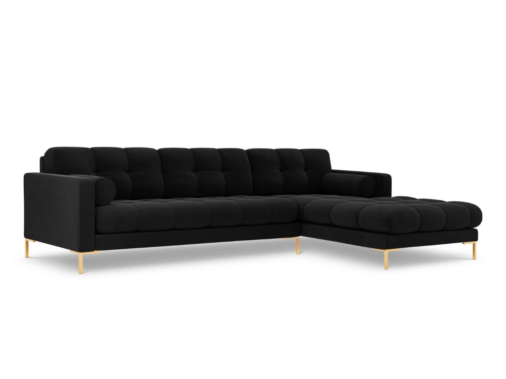 Cosmopolitan Design - Divano angolare destro "Bali" 5 posti in velluto nero 