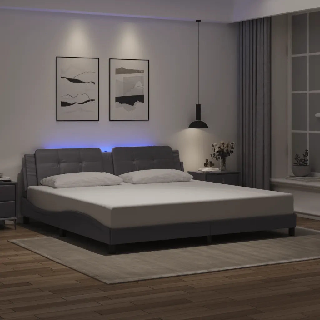 Giroletto con LED senza Materasso Zadar Grigio 200x200 cm 3214134