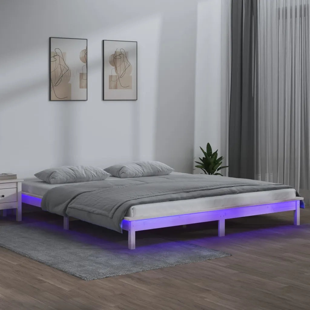Giroletto LED Bianco 135x190 cm Double in Legno Massello 820647