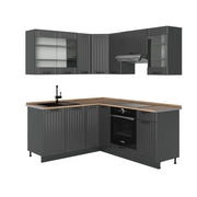 Cucina angolare completa Fame-Line Grigio scuro/Antracite 190 x 60 cm, PL Rovere Vicco