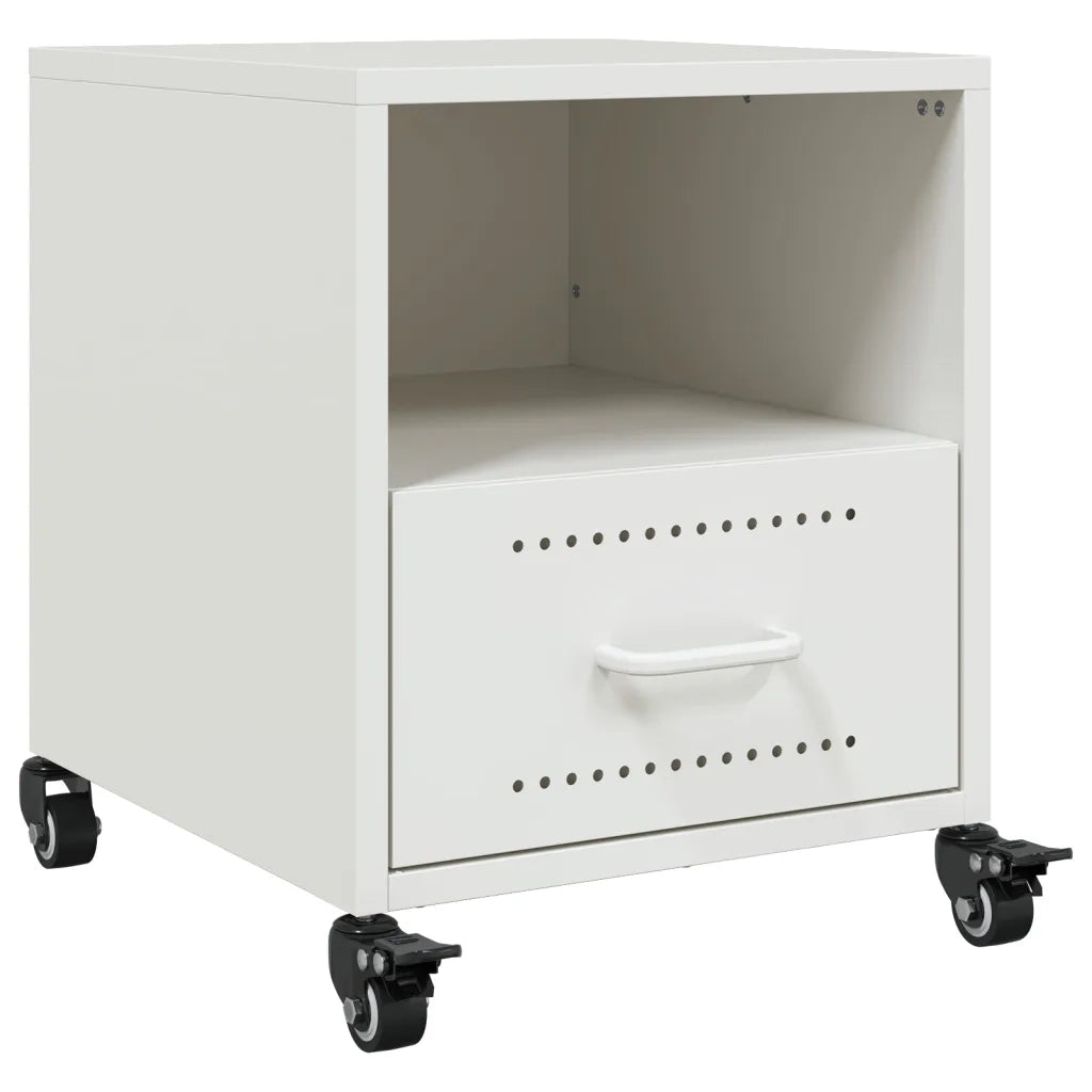 Comodini 2 pz-Set di 2 Tavolino da notte Bianchi 36x39x43,5 cm in Acciaio 376288