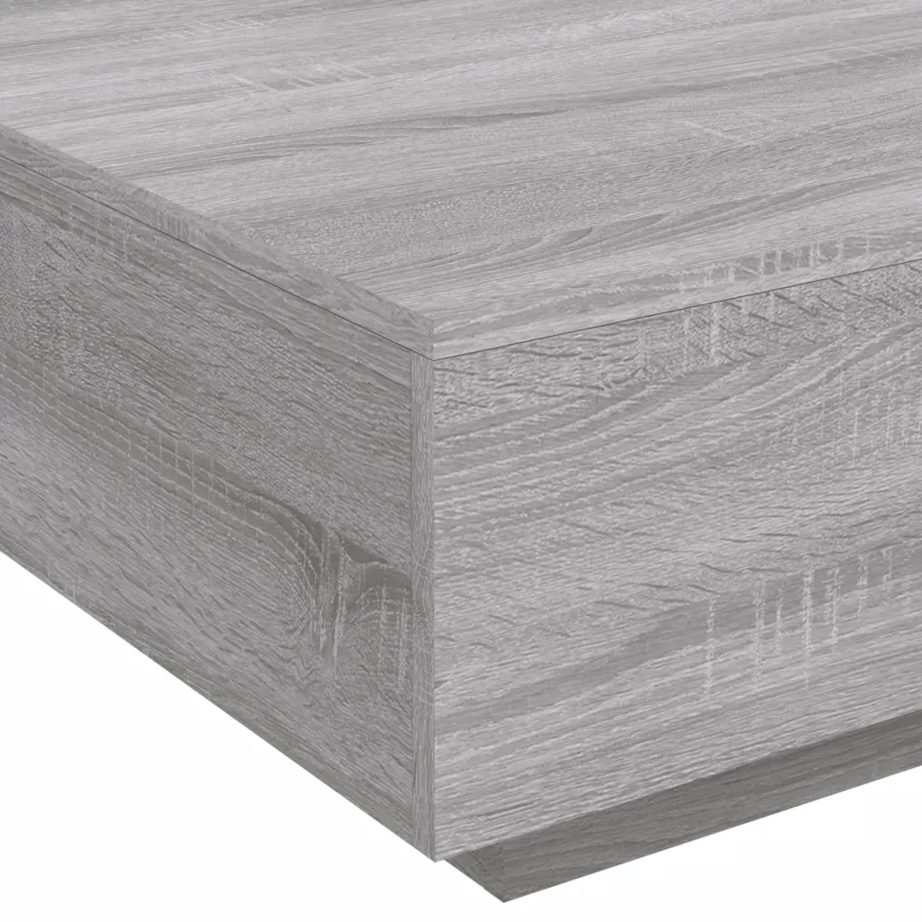 Tavolino da Soggiorno con Luci LED-Tavolino da Salotto-Tavolo Grigio Sonoma 80x80x31 cm