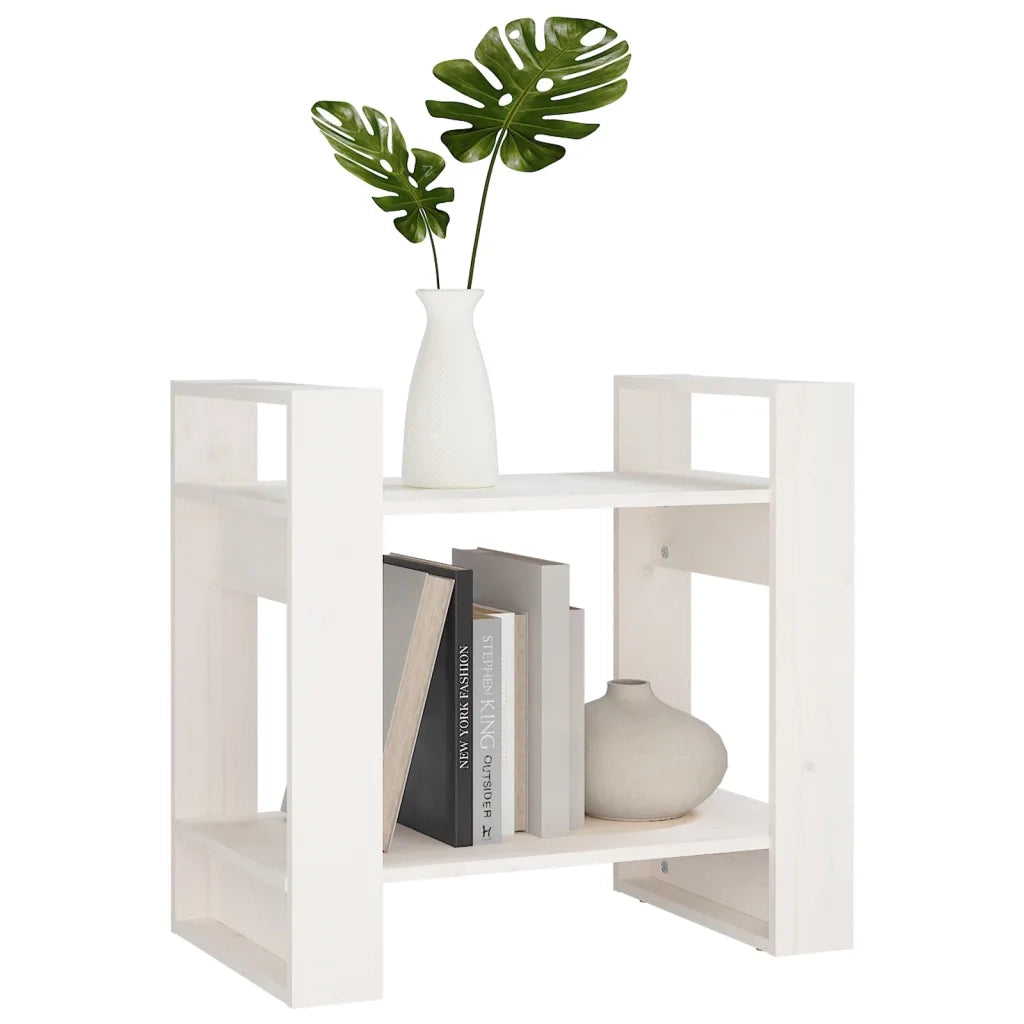 Libreria Divisorio-Scaffale per Libri-Mobile di Stoccaggio Bianco 60x35x57 cm in Legno Massello di Pino