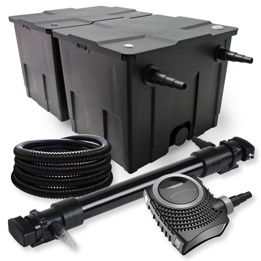 Set Filtro laghetto a 2 camere 60000l Chiarificatore UVC 72W 6ª serie Pompa NEO10000 80W Tubo