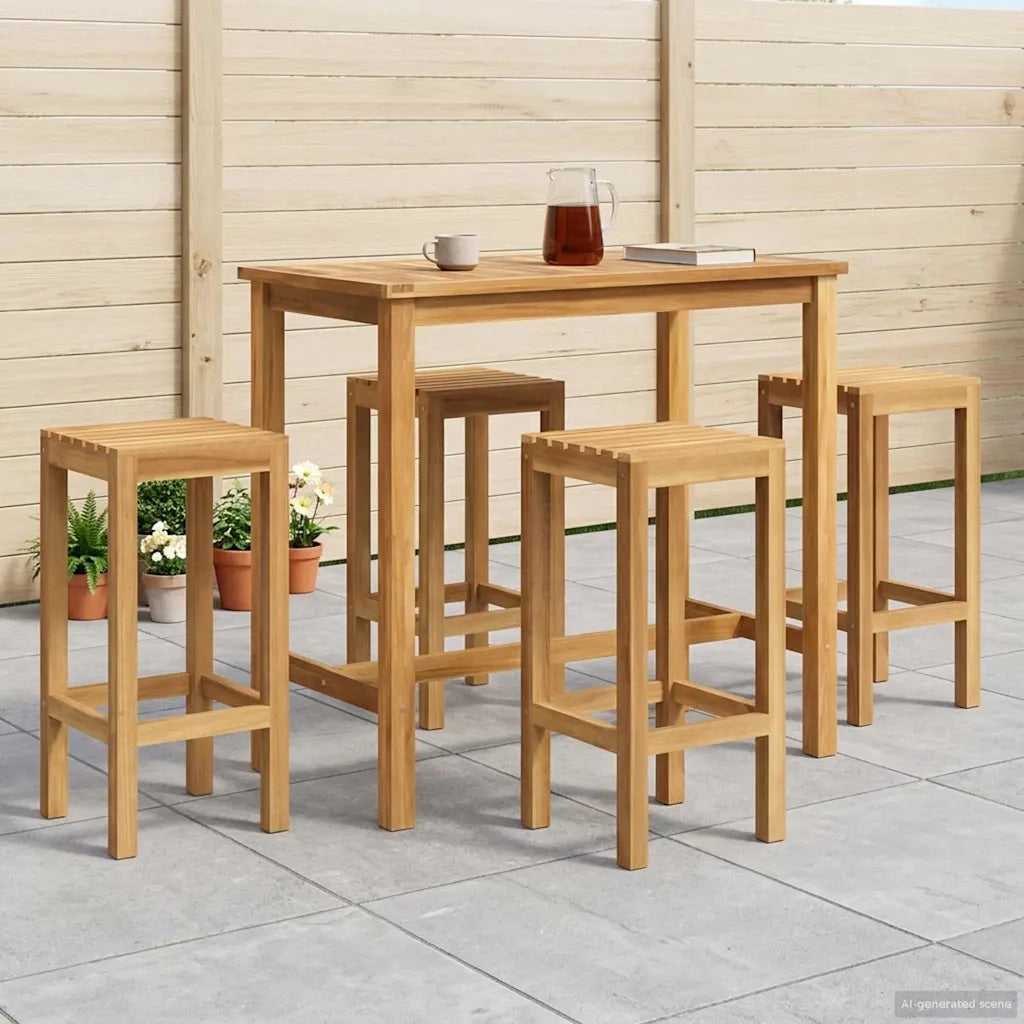 Set Bar da Esterno 5 pcs Non trattato Legno di teak solido 3422498