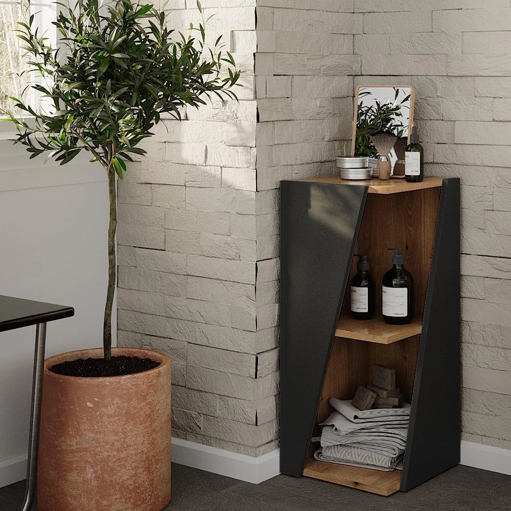 Mobiletto bagno Benno, Antracite, 31.6 x 70.5 cm con ripiani aperti, per la conservazione in bagno, combinabile con altri moduli