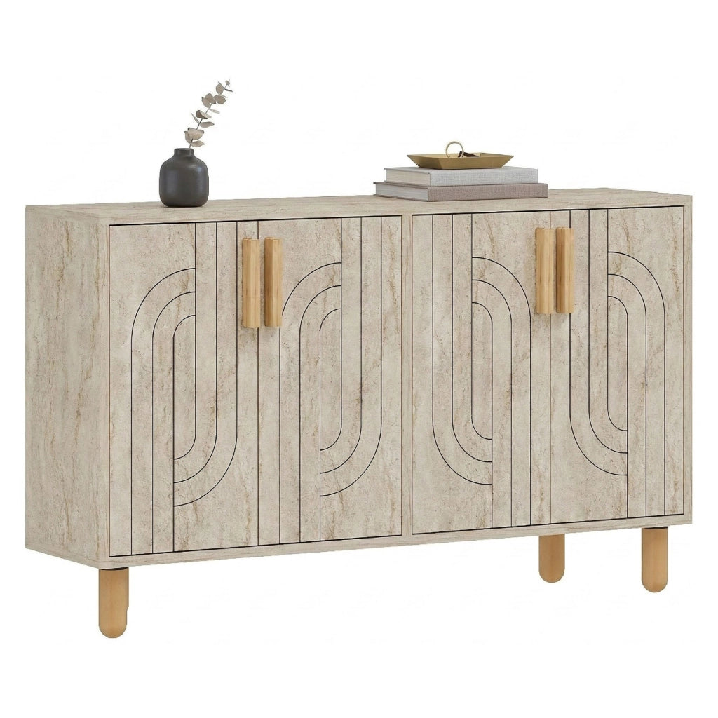 Madia Venerina, Credenza 2 Ripiani, 120x30x74h cm Beige Marmo