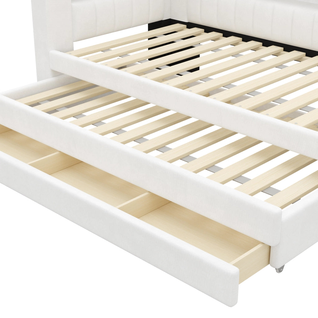 Letto imbottito con giroletto e cassetti ¨C Minimal ¨C Bianco 90x200 cm con LED