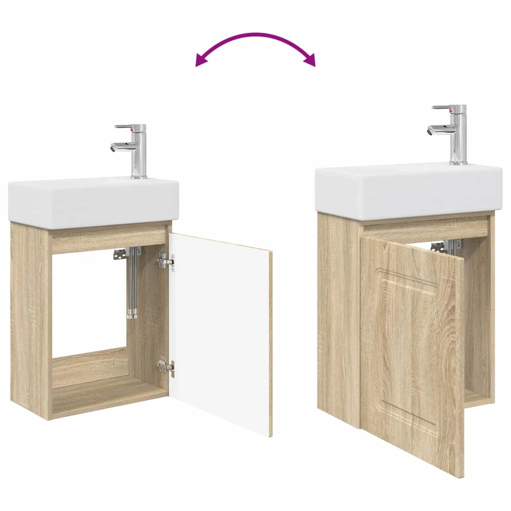 Mobile bagno con rubinetto Rovere Sonoma 45,5 x 22,5 x 84 cm