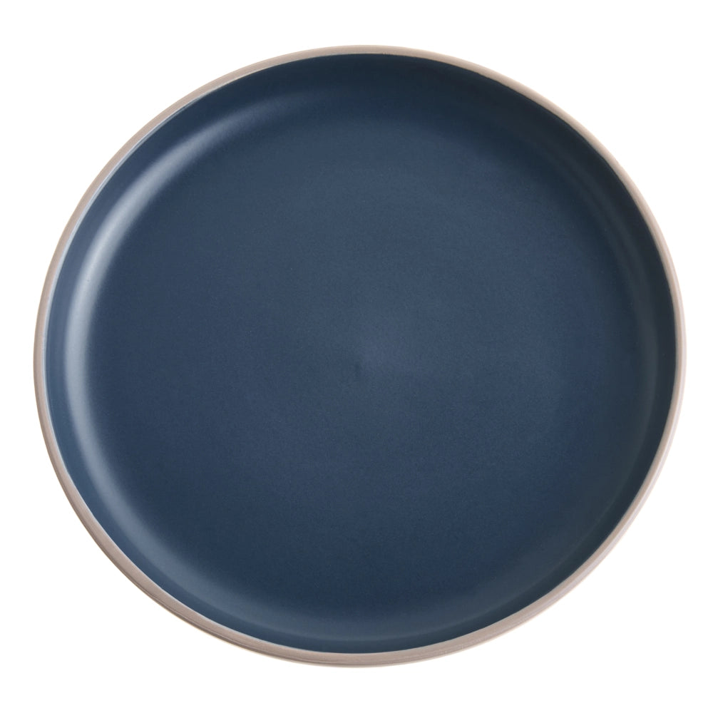 Servizio da tavola 16 pezzi in gres beige e blu elegante per cucina e sala da pranzo con finitura smaltata colorata per 4 persone