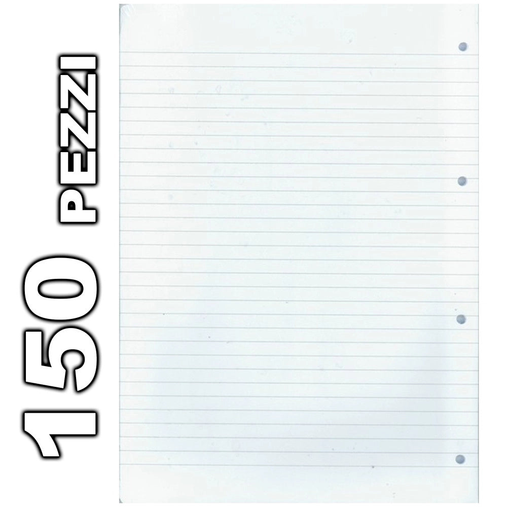 Trade Shop - Set 150 Fogli Forati Per Quaderni Ad Anelli Quaderno A4 A Righe Per Raccoglitore -