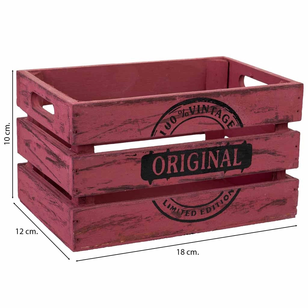 Cassetto in legno rosso 18x12x10h cm