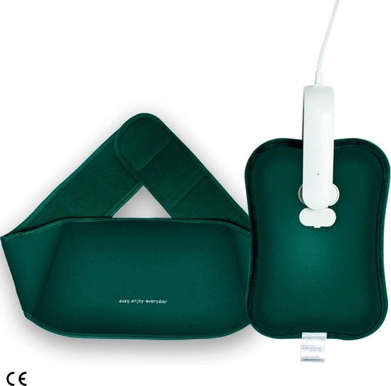Caldiago Portatile a Batterie - Caldaia Elettrica Portatile con Cinturino Soft-Touch, 140 cm - Borsa Calda Elettrica per Mani e Addome - Verde