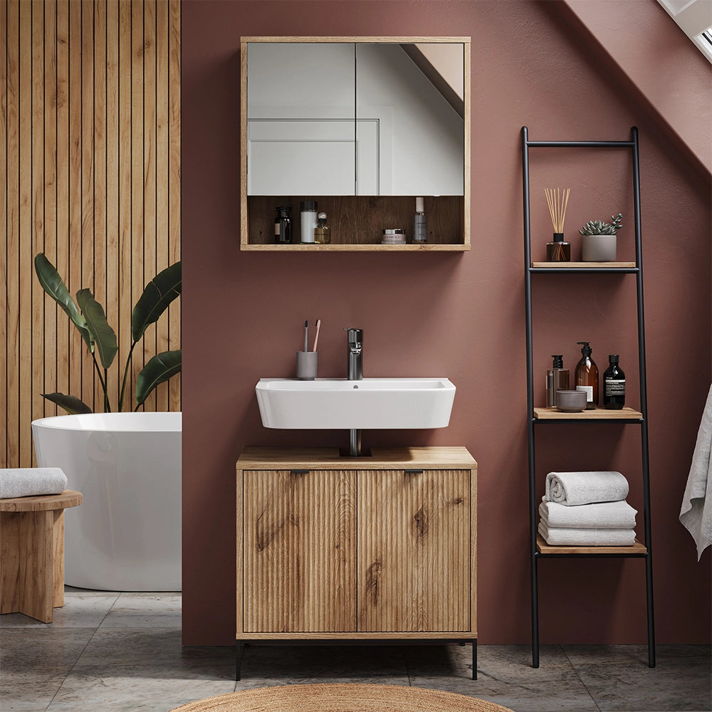 Vicco Specchio da bagno Quercia vichinga 70 x 65 cm con 2 porte