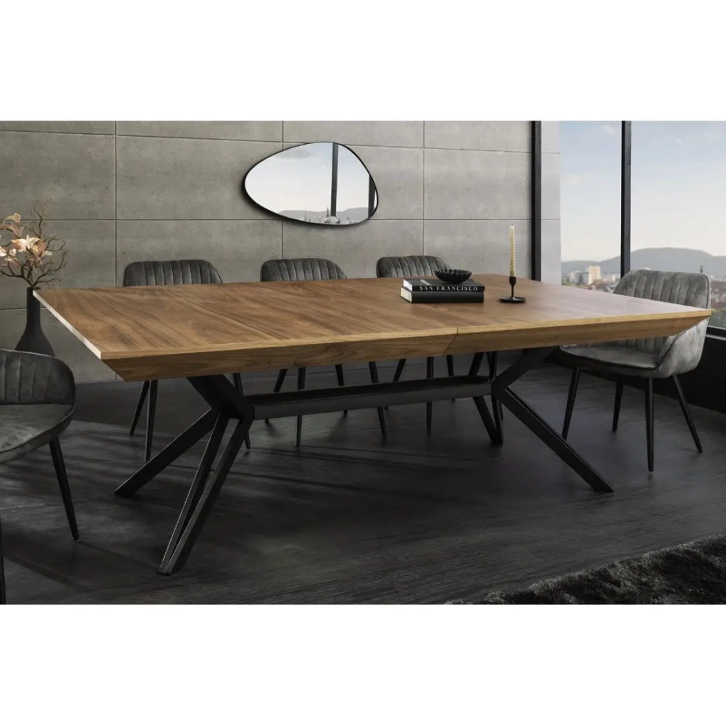 Tavolo da pranzo RADIAM – MDF impiallacciato noce scuro e metallo – 200-320 cm – Allungabile
