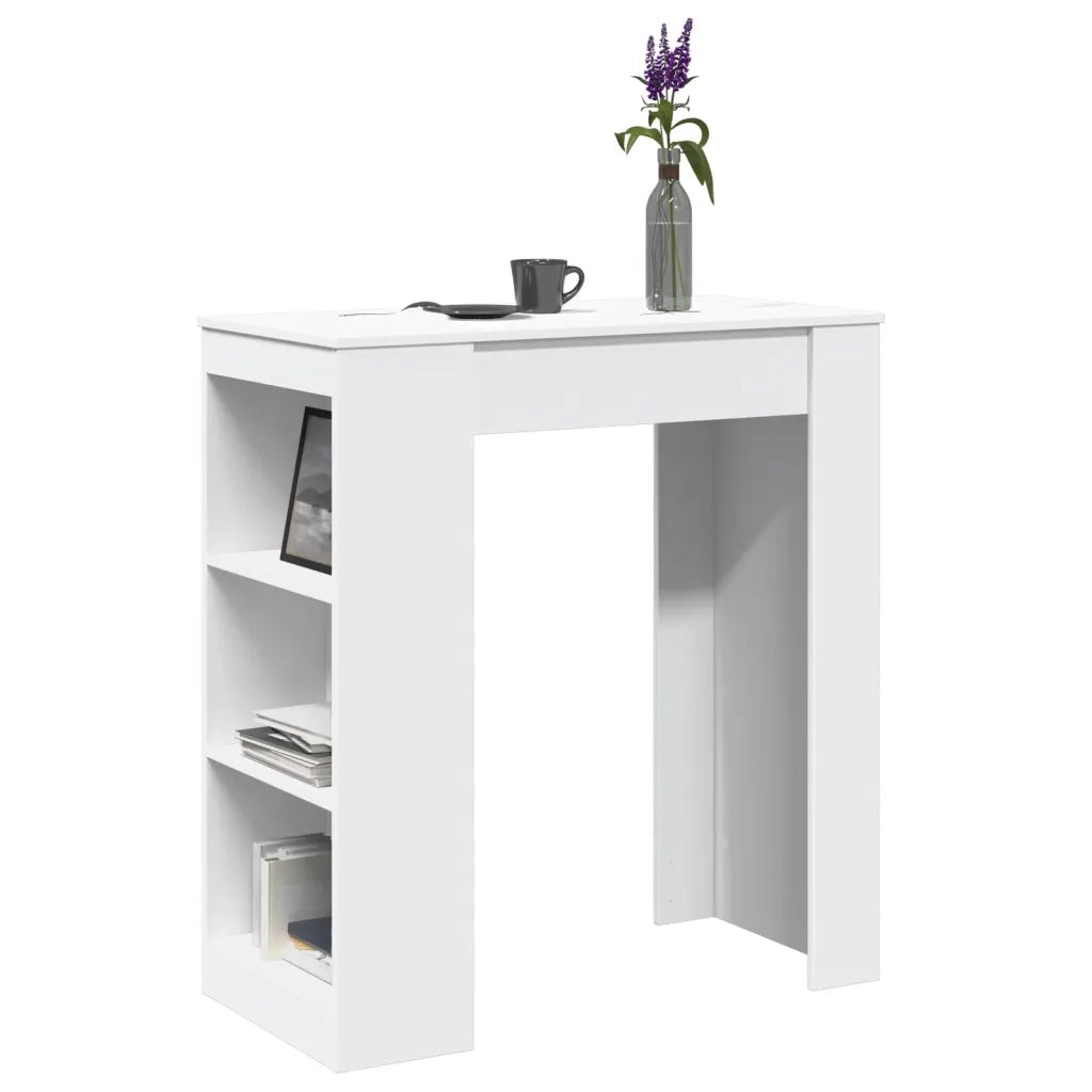 Tavolo Bar con Rastrelliera Bianco 95x47x103,5 cm Multistrato 854382
