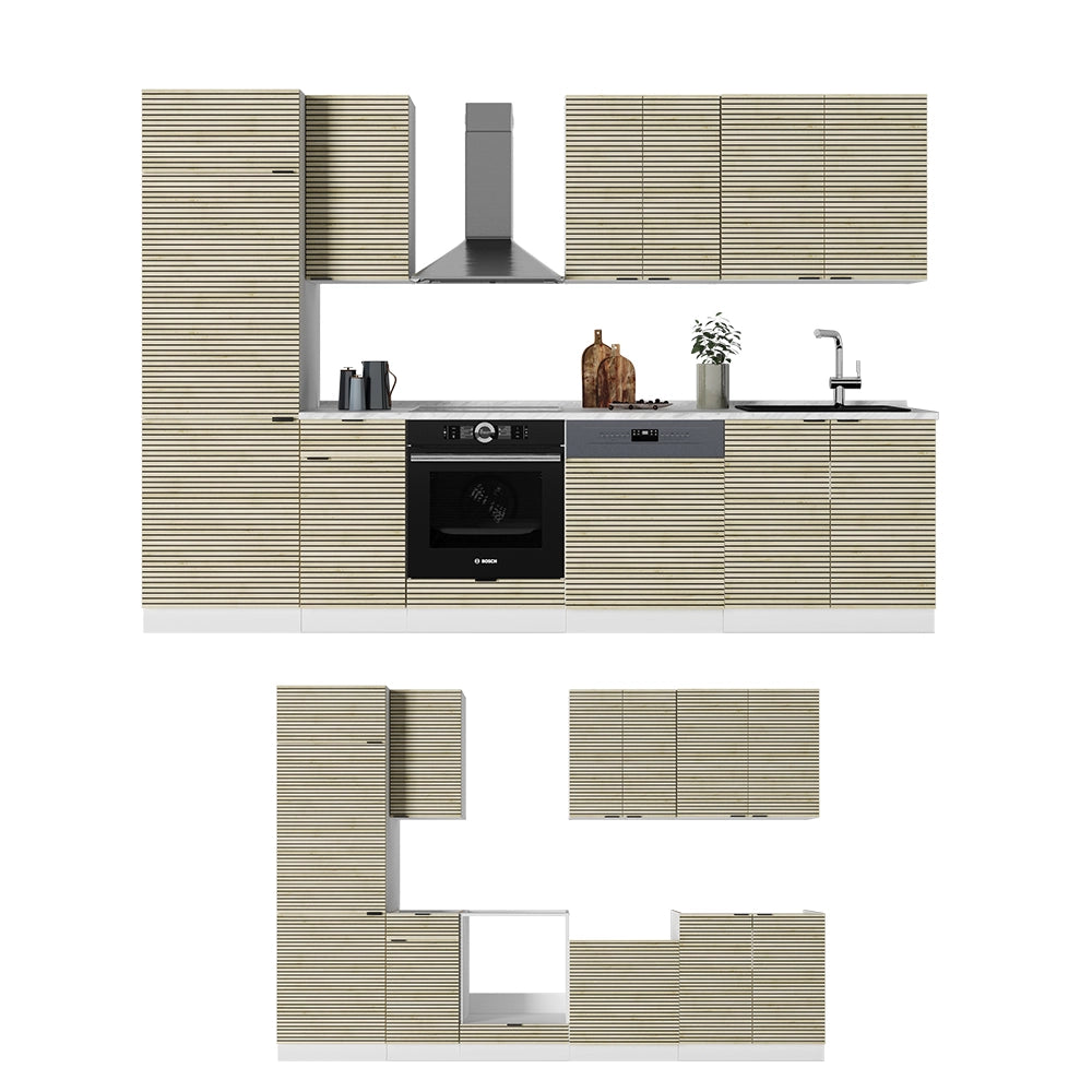 Cucina componibile Fame-Line Pannello in quercia/Bianco 300 cm, PL Rovere Vicco
