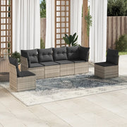 vidaXL Set Divano da Giardino 6pz con Cuscini Grigio Chiaro Polyrattan