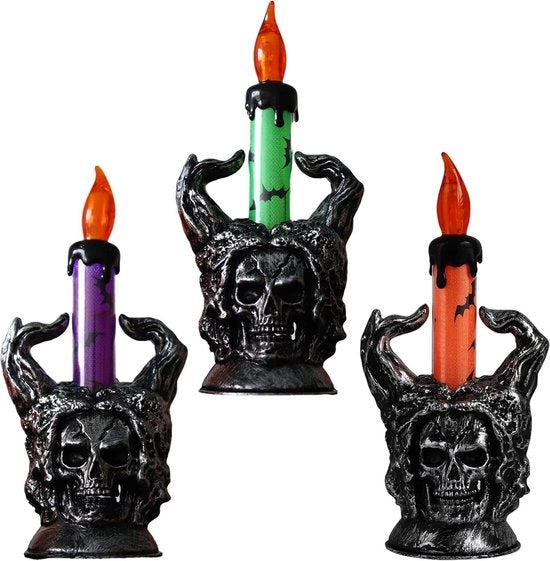 Decorazione di Halloween - Stakes di Luce a Candelabra - Lampada a Candelabra a Batterie Operata Skeletto - Decorazione di Festa per Interno Giardino Corte