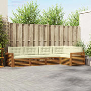 Set di divani da esterno con cuscino 5 pcs Naturale e Crema