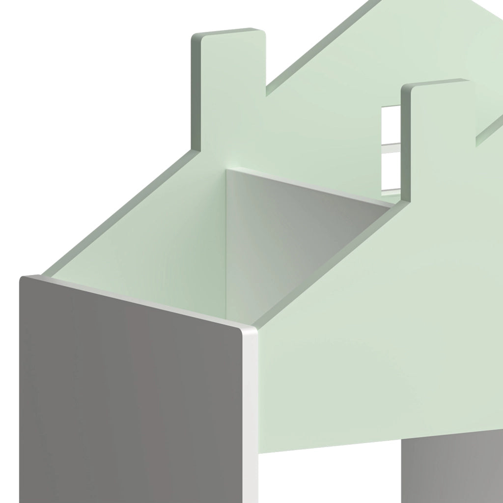 Scaffale per Cameretta Vipsali Design a Casetta 90x60x27 cm Menta Verde / Bianco [en.casa]