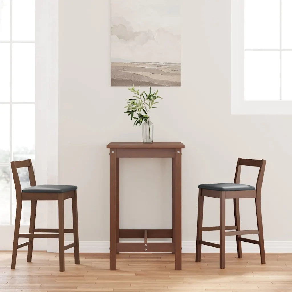 Sgabelli da Bar con Cuscini 2pz Marrone Legno Massello di Hevea 4102585