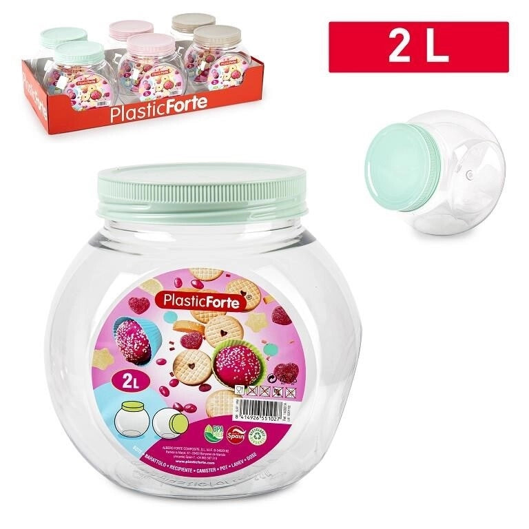 1 Pezzo Barattolo da Cucina Caramelle in Plastica Pandora 2 Litri Vari Colori