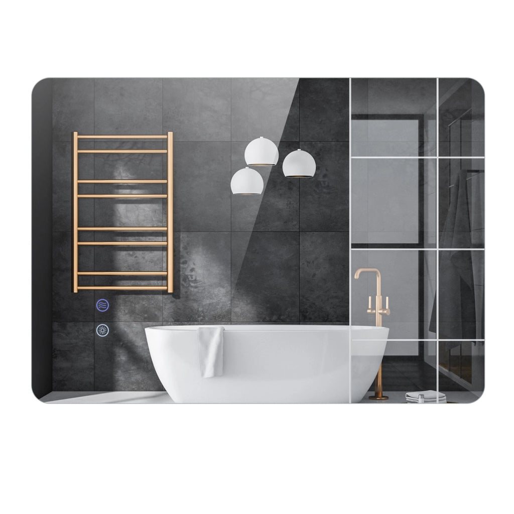 Specchio led bagno rettangolare parete retroilluminato luminosit¨¤ regolabile touch, Specchio vetro temperato memoria anti-appannamento 70 x 50 cm