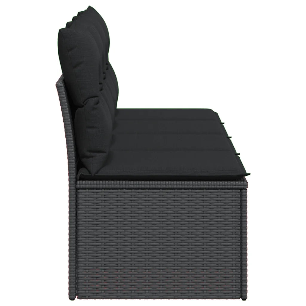 Divano da giardino con cuscini 4 Posti-Sofa da Giardino-Divano da esterno nero in polyrattan 782088