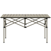 Tavolo da campeggio Tavolo pieghevole con piano avvolgibile in X-frame Luce per il tavolo da giardino in alluminio Tavolino laterale per 2 persone Tavolino pieghevole per balcone in giardino Campeggio 95 x 55cm kaki