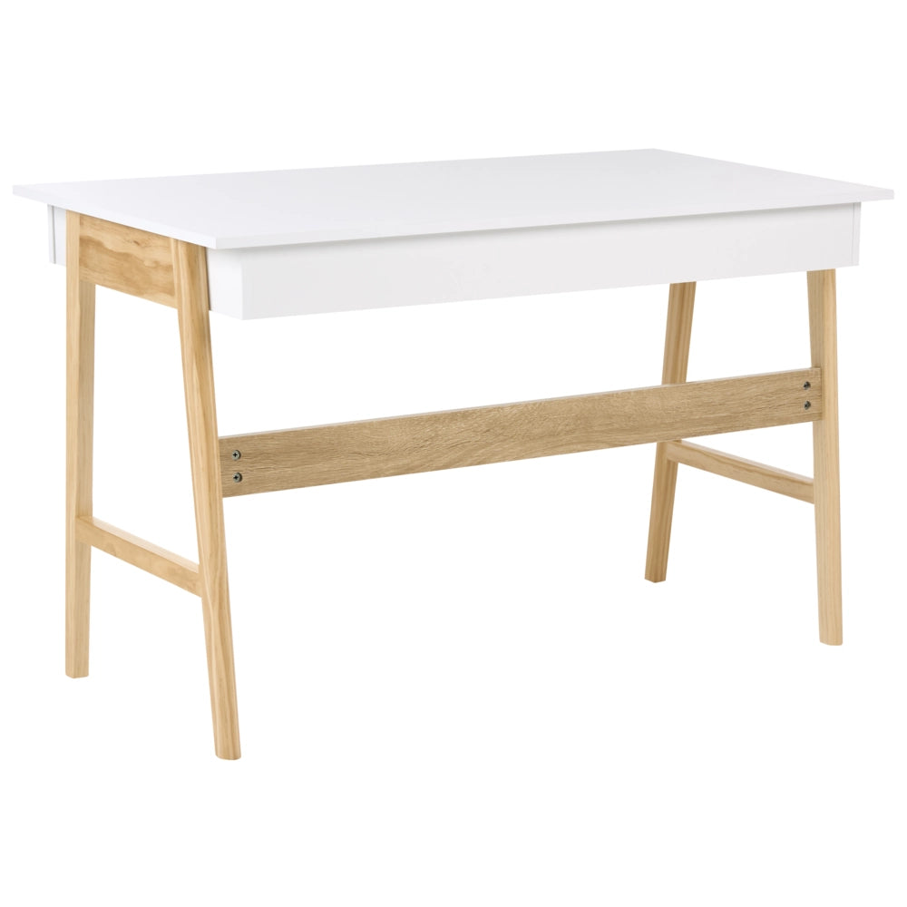 Cassettiera da scrivania per l'ufficio in truciolato 120 x 60 cm bianco e marrone chiaro Design minimalista