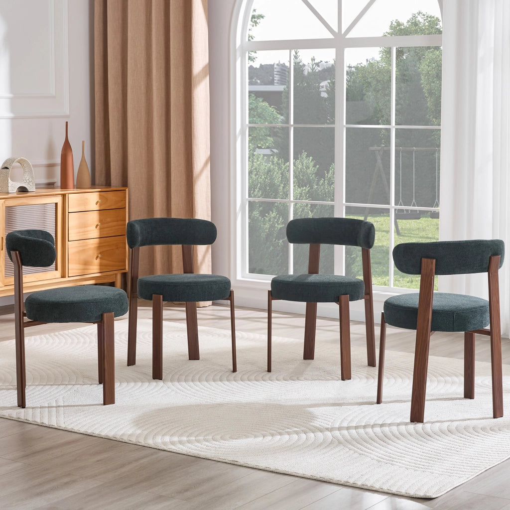 Sedia da Pranzo Moderna in Tessuto ¨C Xylo ¨C Nero, Set 4 Pezzi, Schienale ad Arco