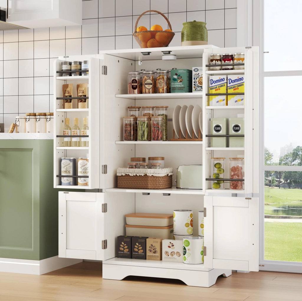 Mobile alto da cucina 120x60x40 cm in MDF bianco con LED a sensore, modulare