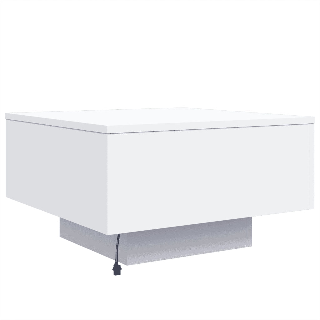 Tavolino da Soggiorno con Luci LED Bianco 55x55x31 cm 836574