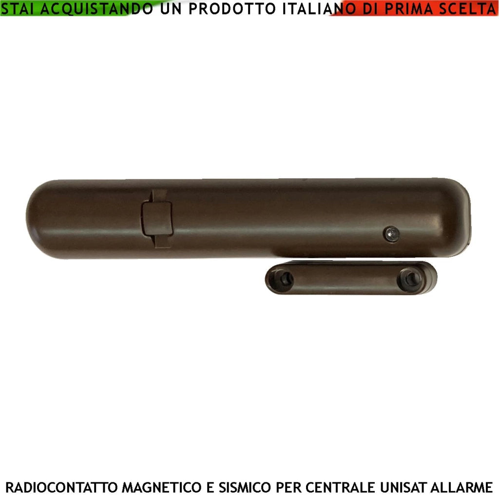 Rilevatore Magnetico e Sismico Radio Frequenza 868 MHz Codifica UNISAT2 Due Ingressi per Sensori Remoti Autonomi Contaimpulsi Regolabili Anche Tramite App Led Segnalazione di Allarme Cover Marrone