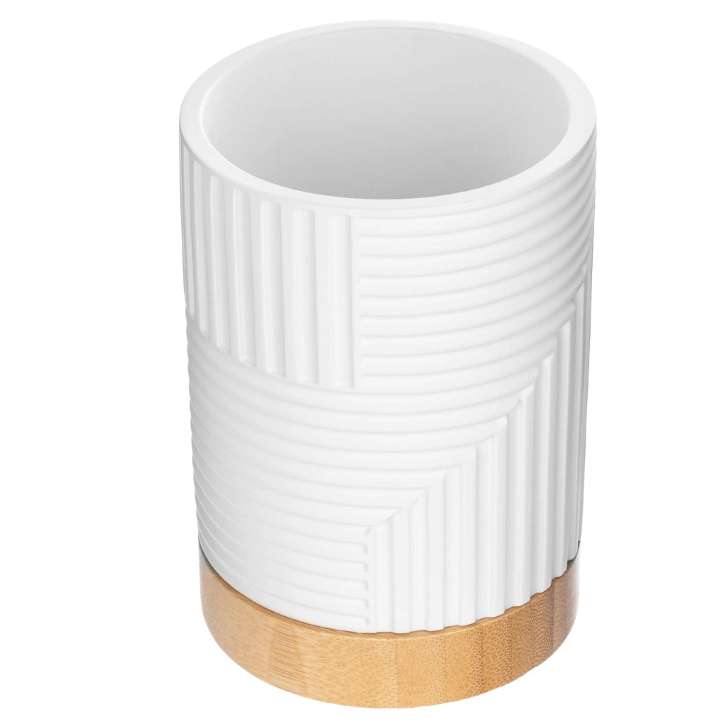 Set da bagno KADAX con dispenser di sapone liquido e bicchiere da bagno, colore bianco.
