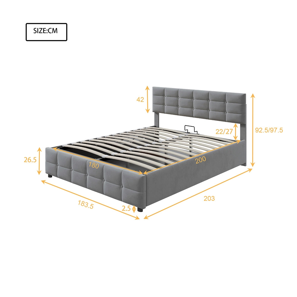 Letto 180x200 cm con contenitore idraulico - Xylo - Grigio
