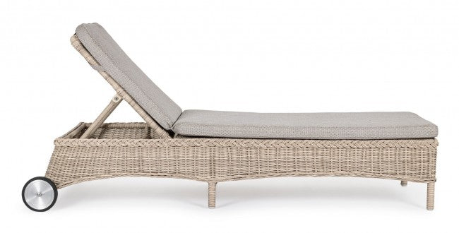 Lettino Prendisole da Giardino 66x190x97h cm con Cuscini e Ruote Jupiter New