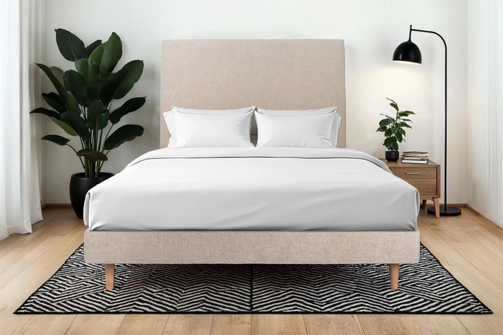 Letto 135x190 cm con testata imbottita - Tessuto Tela opaca
