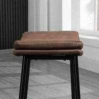 Set 2 Sgabelli da Bar in Stile Industriale con Poggiapiedi, in Finta Pelle, 48.5x38.5x68.5 cm, Nero e Marrone