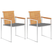 Sedie da Giardino 2 pz con Cuscini in Legno di Teak e Acciaio cod mxl 7949
