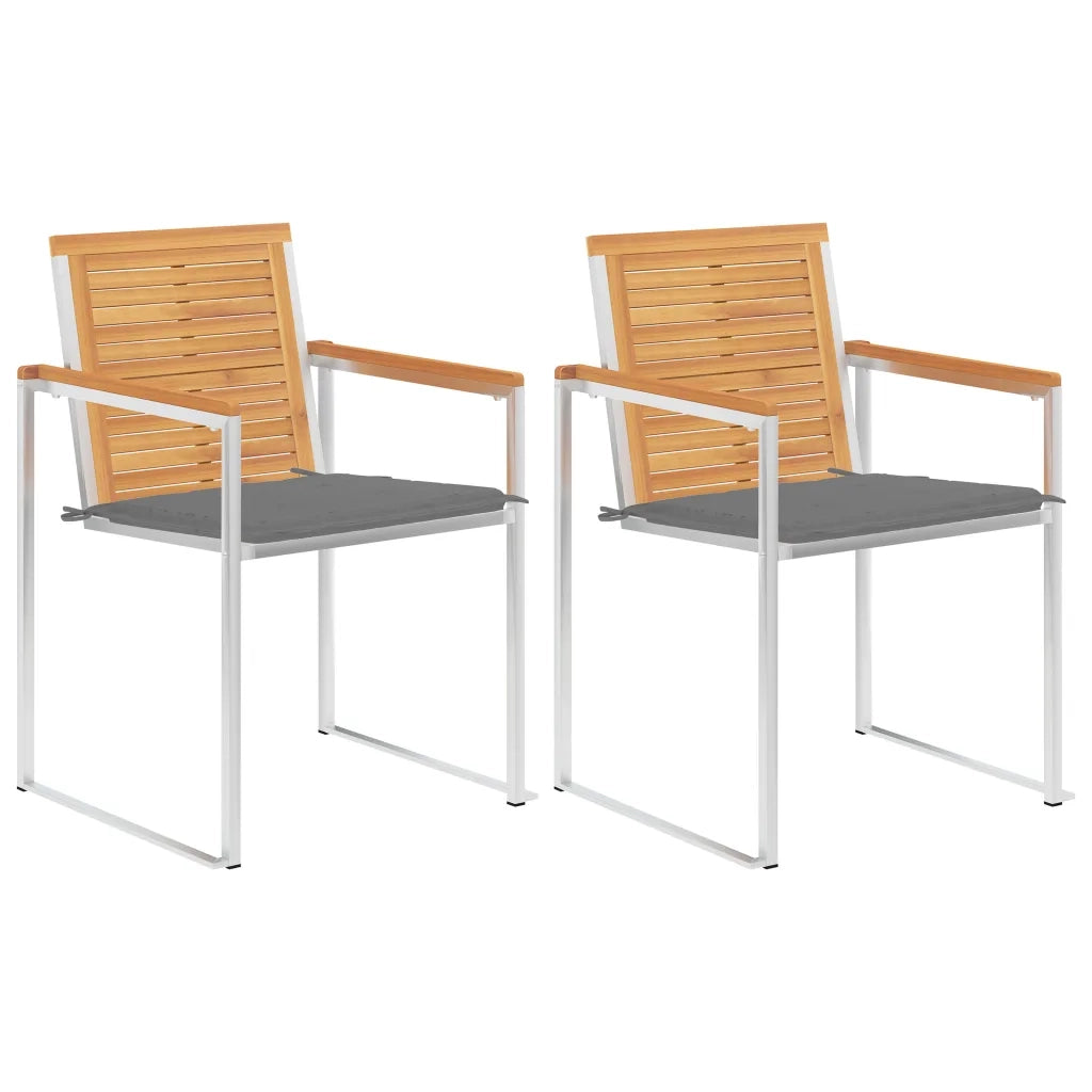 Sedie da Giardino 2 pz con Cuscini in Legno di Teak e Acciaio cod mxl 7949
